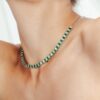925 Sterling Silver Emerald and Diamond Tennis Necklace - Image 2