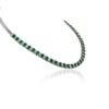 925 Sterling Silver Emerald and Diamond Tennis Necklace - Image 3