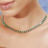 925 Sterling Silver Emerald and Diamond Tennis Necklace - Image 5