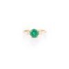 925 Sterling Silver Emerald and Diamond Three Stone Engagement Ring