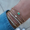 925 Sterling Silver Emerald Bezel Chain Link Bracelet - Image 2