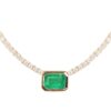 925 Sterling Silver Emerald Bezel Diamond Classic Tennis Necklace