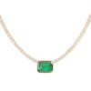 925 Sterling Silver Emerald Bezel Diamond Classic Tennis Necklace - Image 2