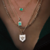 925 Sterling Silver Emerald Bezel Necklace - Image 3