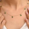 925 Sterling Silver Emerald Charm Necklace - Image 2