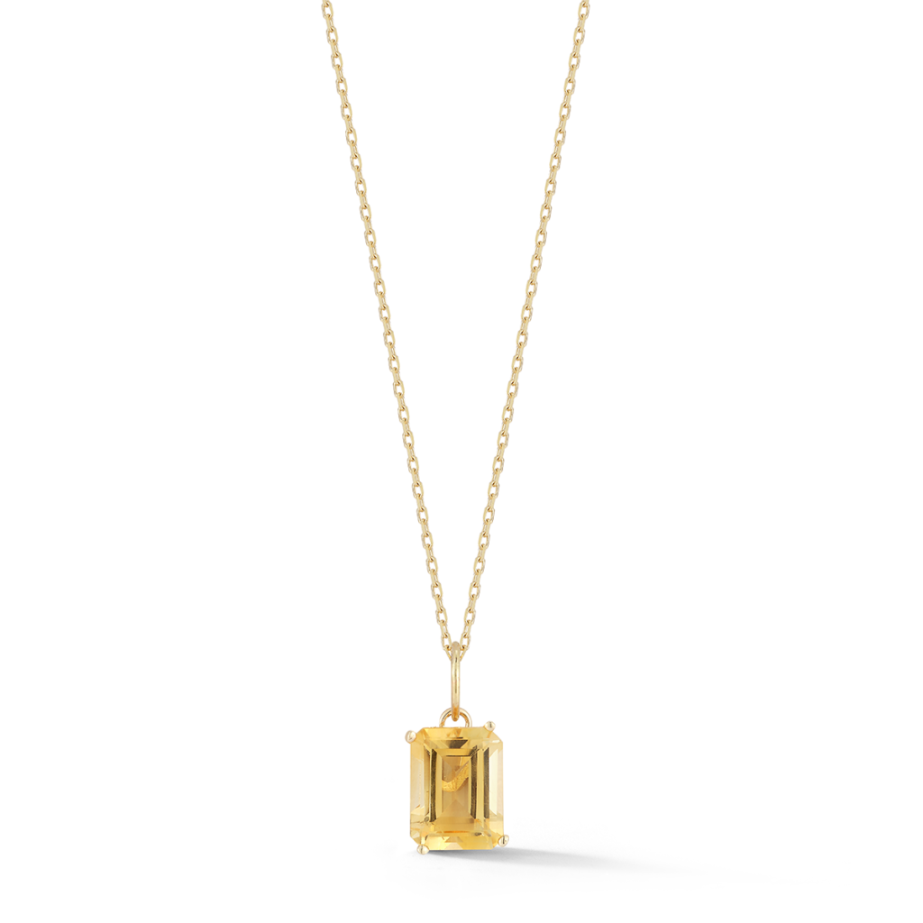925 Sterling Silver Emerald Cut Citrine Necklace