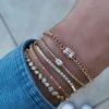 Bezel-set premium CZ diamond tennis bracelet in sterling silver