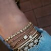 Slim 2mm sterling silver tennis bracelet with gold plating