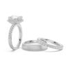 925 Sterling Silver Emerald Cut Diamond Bridal Set Men Wedding Band