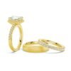 925 Sterling Silver Emerald Cut Diamond Bridal Set Men Wedding Band - Image 2