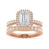 925 Sterling Silver Emerald Cut Diamond Bridal Set Men Wedding Band - Image 6