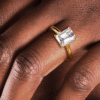 925 Sterling Silver Emerald Cut Diamond Engagement Ring Hidden Halo - Image 14