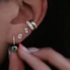 925 Sterling Silver Emerald Cut Diamond Mini Bezel Stud Earrings - Image 2