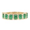 925 Sterling Silver Emerald Cut Emerald Bezel Band