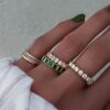 925 Sterling Silver Emerald Cut Emerald Bezel Band - Image 2