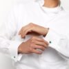 Malachite cufflinks with rectangular stones and T-bar fastenings