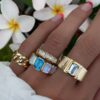 925 Sterling Silver Emerald Cut Moonstone and Blue Topaz Ring - Image 2