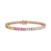 Multicolour sapphire tennis bracelet with emerald cut stones