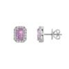 Pink sapphire and diamond stud earrings with a polished stud design