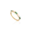 925 Sterling Silver Emerald Diamond Band Ring - Image 4