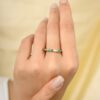 925 Sterling Silver Emerald Diamond Band Ring - Image 5