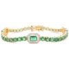 925 Sterling Silver Emerald Diamond Bracelet