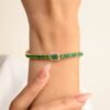 925 Sterling Silver Emerald Diamond Bracelet - Image 2