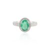 925 Sterling Silver Emerald Diamond Engagement Ring