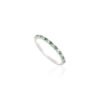 Sterling silver ring featuring prong-set CZ emerald and CZ diamond stones