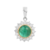 925 Sterling Silver Emerald Diamond Pendant
