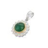 925 Sterling Silver Emerald Diamond Pendant - Image 2