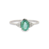 925 Sterling Silver Emerald Diamond Ring