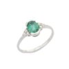 925 Sterling Silver Emerald Diamond Ring - Image 2