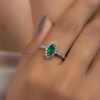 925 Sterling Silver Emerald Diamond Ring - Image 2