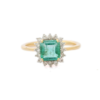 925 Sterling Silver Emerald Diamond Ring