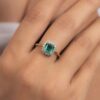925 Sterling Silver Emerald Diamond Ring - Image 2