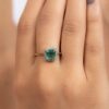 925 Sterling Silver Emerald Diamond Ring - Image 8
