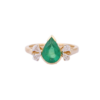 925 Sterling Silver Emerald Diamond Ring