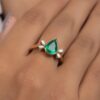 925 Sterling Silver Emerald Diamond Ring - Image 2