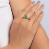 925 Sterling Silver Emerald Diamond Ring - Image 4