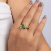 925 Sterling Silver Emerald Diamond Ring - Image 6