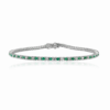 925 Sterling Silver Emerald Diamond Sleek Bracelet
