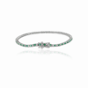 925 Sterling Silver Emerald Diamond Sleek Bracelet - Image 3