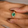 925 Sterling Silver Emerald Diamond Statement Ring - Image 2