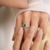 925 Sterling Silver Emerald Diamond Statement Ring - Image 5