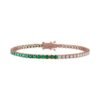 Gold-plated tennis bracelet featuring premium CZ emerald and diamond stones