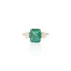 925 Sterling Silver Emerald Diamond Three Stone Ring