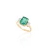 925 Sterling Silver Emerald Diamond Three Stone Ring - Image 3