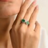 Elegant ring featuring a Premium CZ Emerald and Premium CZ Diamond