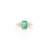 925 Sterling Silver Emerald Diamond Wedding Ring
